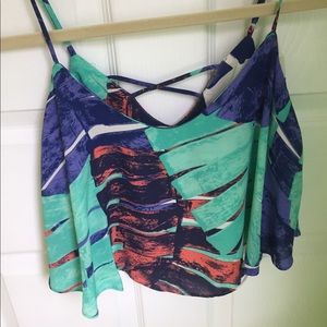 Tropical print dressy tank